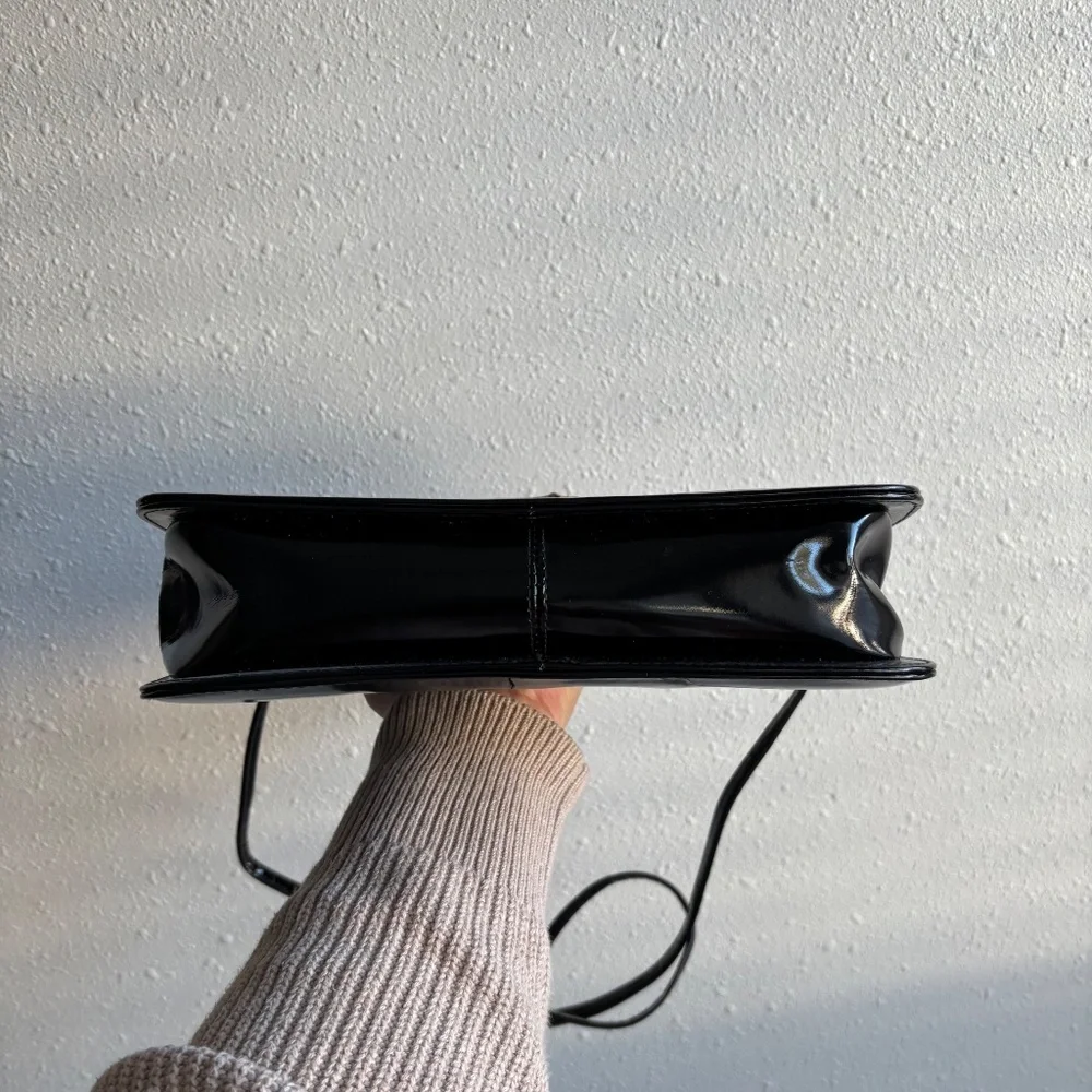 Susan Gail Vintage 1960s Black Patent Leather Bamboo Handle Purse - Picture 10 of 12